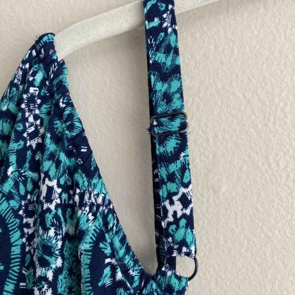 Torrid Womens Blue Turqoise Medalian Print Cold Shoulder Blouse Challis Size 3 - Picture 8 of 10